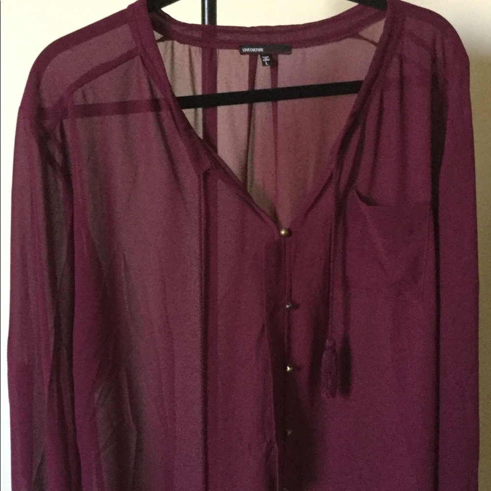 Dark Burgundy button up blouse